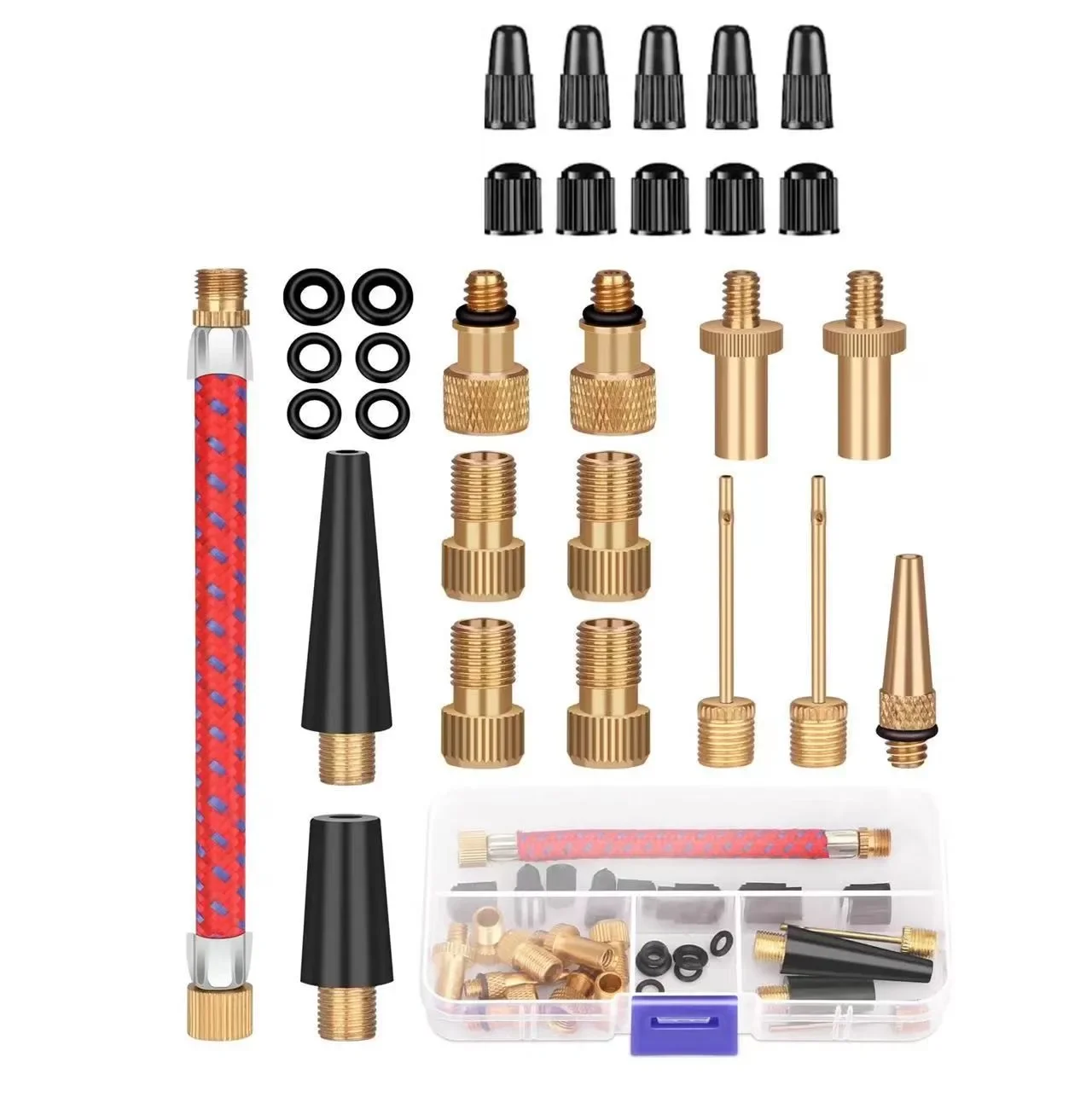 Basketball Pump Needle - ชุดอุปกรณ์เติมลมยางจักรยาน 21/26 ชิ้น พร้อมเข็มแทง ท่อส่งลม อะแดปเตอร์สำหรับปั๊มลม
