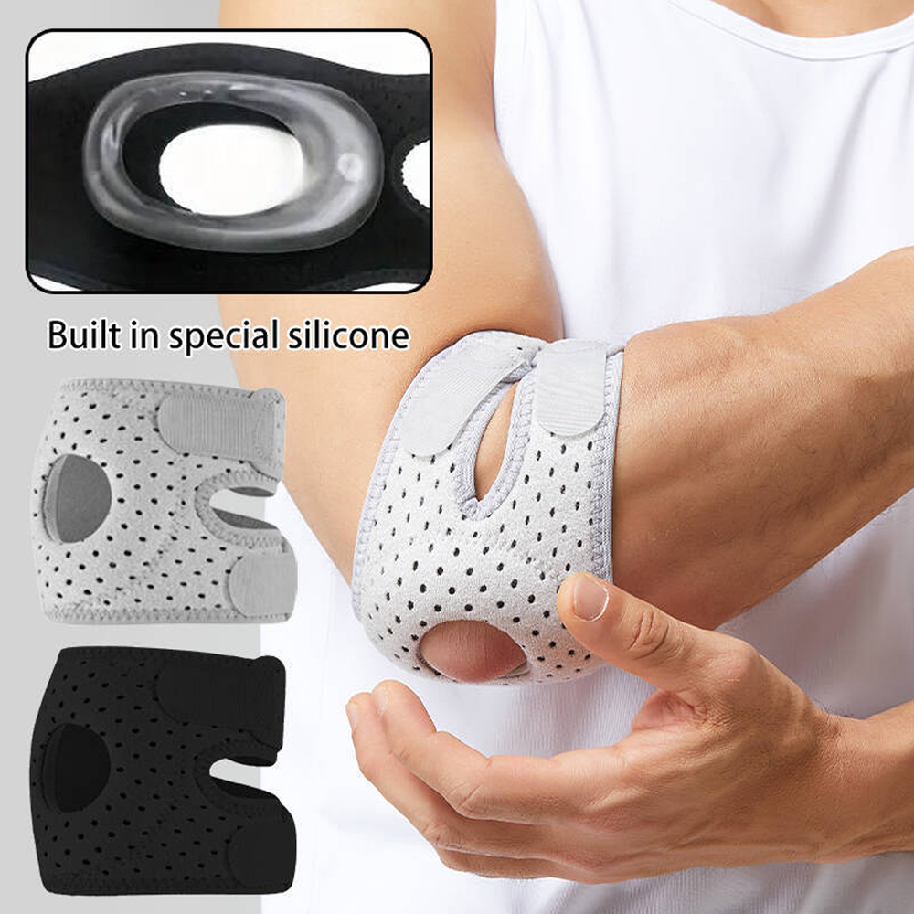 Tennis Elbow Brace - อุปกรณ์พยุงข้อศอกแบบปรับได้สำหรับโรคเอ็นอักเสบ ข้อศอกเทนนิส และโรคข้ออักเสบ | ปลอกรัดอเนกประสงค์สำหรับบรรเทาอาการปวดและฟื้นฟูอาการบาดเจ็บ