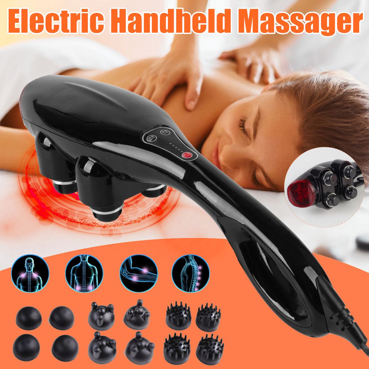 Lacrosse Stick Head - สี่หัวที่มีประสิทธิภาพ Multifunctional แข็งแรง King Massager,คอ,เอวและขา,ร่างกายไฟฟ้านวด Stick