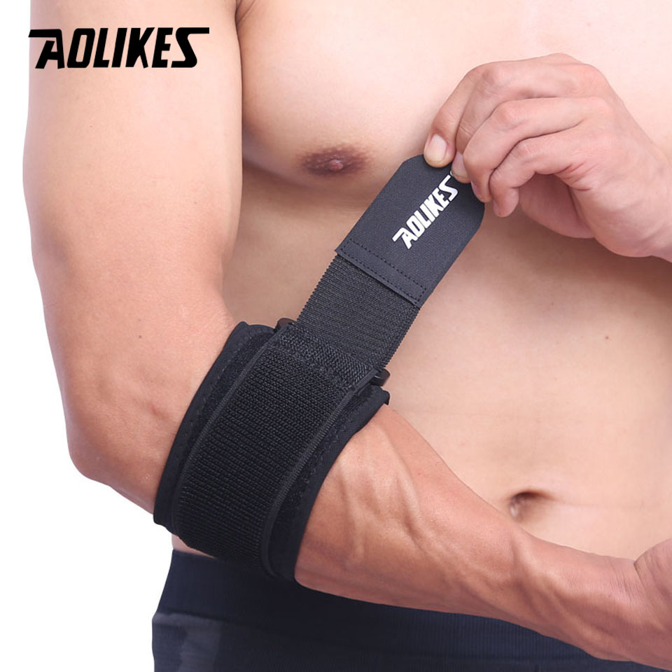 Tennis Elbow Brace - AOLIKES 1PCS ปรับเทนนิสข้อศอกสนับสนุน GUARD Pads นักกอล์ฟสายคล้องข้อศอกอาการปวดด้านข้าง