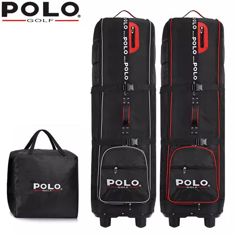 Sports Equipment Bag With Wheels - โปโล กระเป๋าใส่อุปกรณ์กอล์ฟแบบมีล้อพับได้ กระเป๋าใส่อุปกรณ์กอล์ฟแบบพกพา กระเป๋าเดินทาง ความจุขนาดใหญ่ พร้อมล้อ