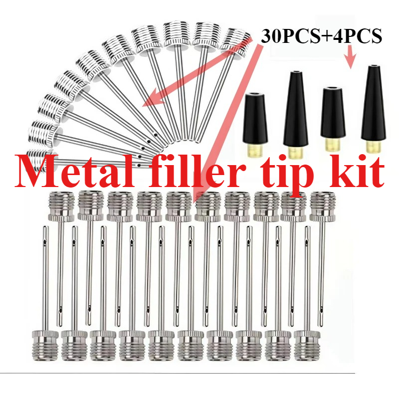 Basketball Pump Needle - ชุดหัวฉีดลมโลหะสำหรับปั๊มบาสเก็ตบอล พร้อมหัวฉีดพลาสติกและเข็มเหล็กสำหรับลูกบอล อุปกรณ์เสริมสำหรับเติมลมลูกบอลกีฬาที่ทนทาน