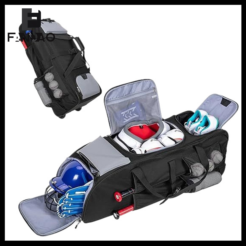 Sports Equipment Bag With Wheels - กระเป๋าเบสบอลยุทธวิธี ความจุขนาดใหญ่ กระเป๋าเก็บอุปกรณ์ซอฟต์บอล กระเป๋าฝึกซ้อมอเนกประสงค์ พร้อมล้อสำหรับกีฬา