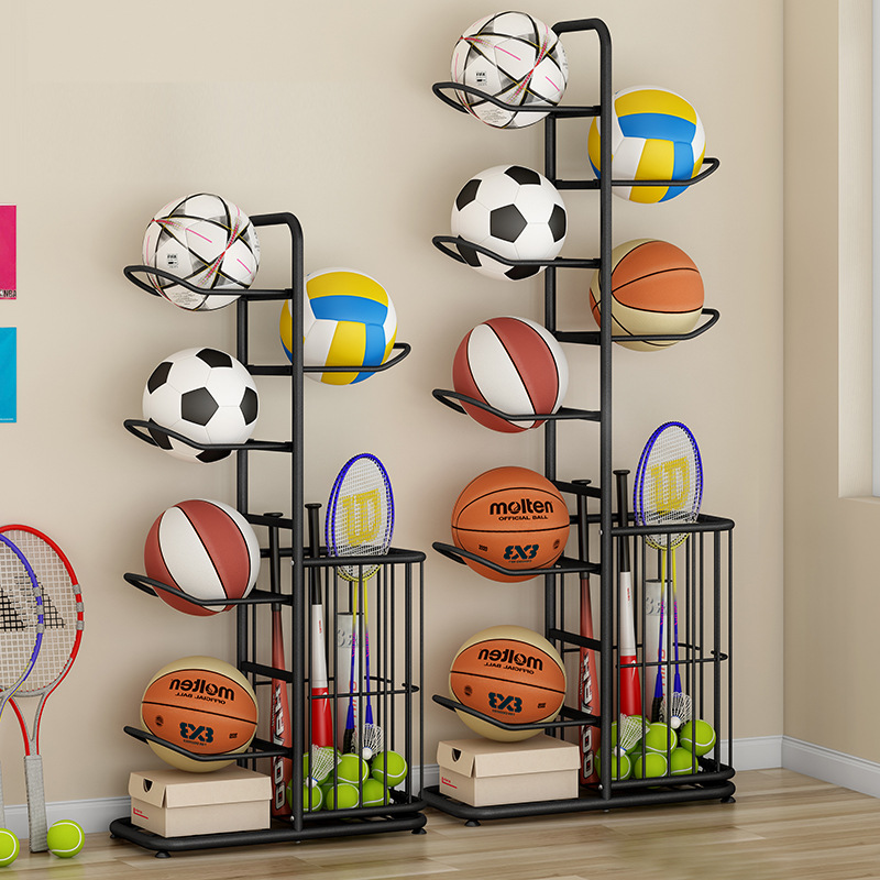 Sports Equipment Rack - ชั้นวางเก็บลูกบอลกีฬา บาสเก็ตบอล แบดมินตัน วอลเลย์บอล อุปกรณ์กีฬาแบบตั้งพื้น ที่เก็บลูกบอลสำหรับใช้ในบ้าน
