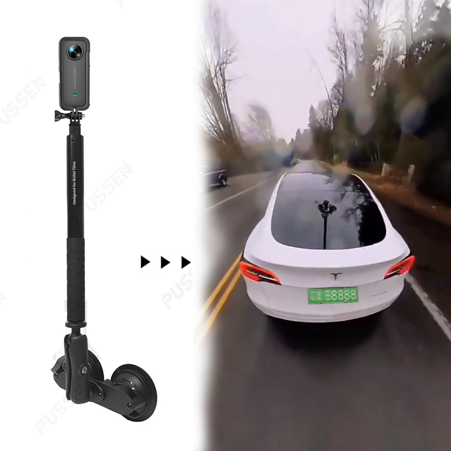 Lacrosse Stick Head - 1 นิ้วหัว Dual แบนรถดูดถ้วยผู้ถือที่มองไม่เห็น Selfie Stick