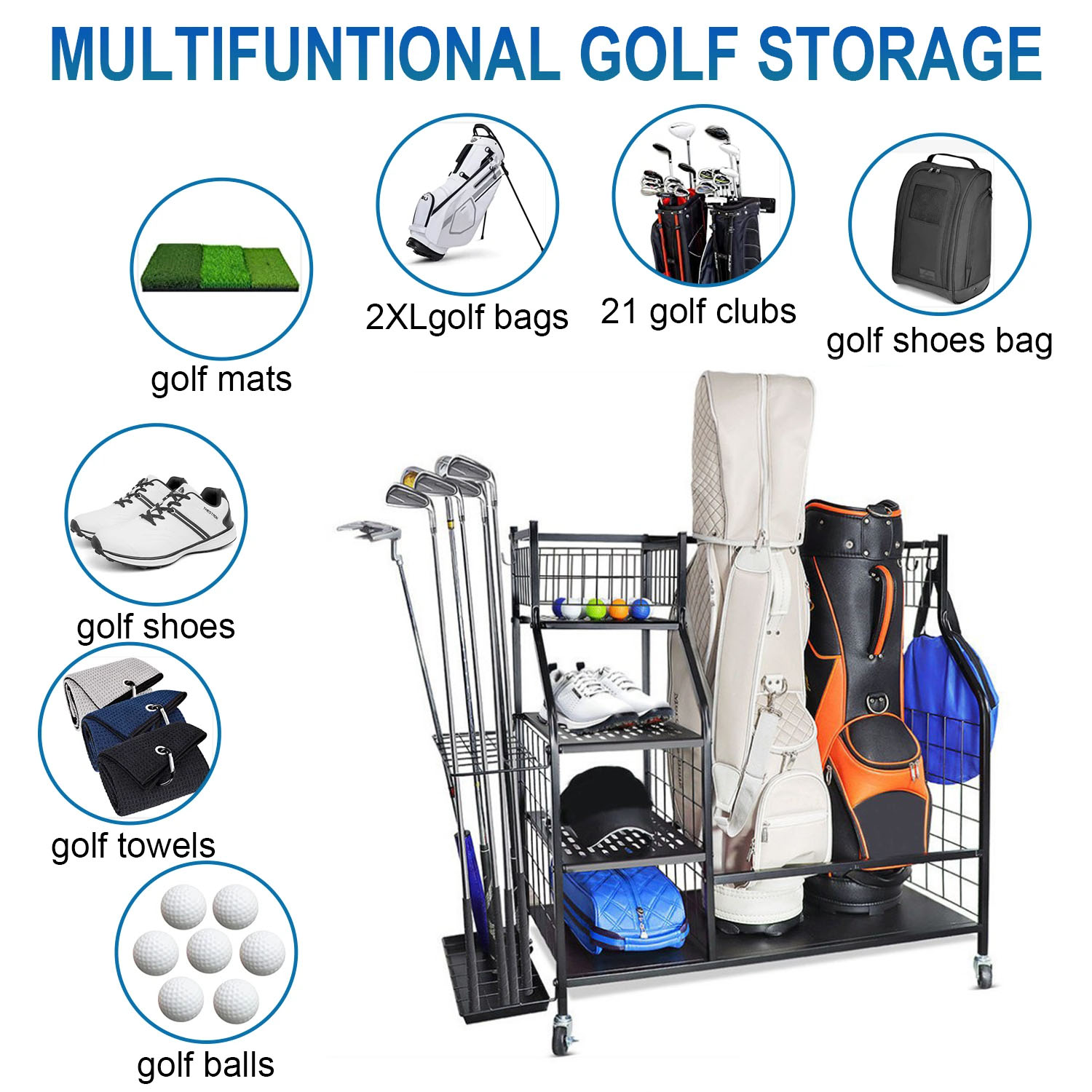 ถุงกอล์ฟจัดเก็บโรงรถออแกไนเซอร - Sports Equipment Rack บทวิจารณ์และราคา