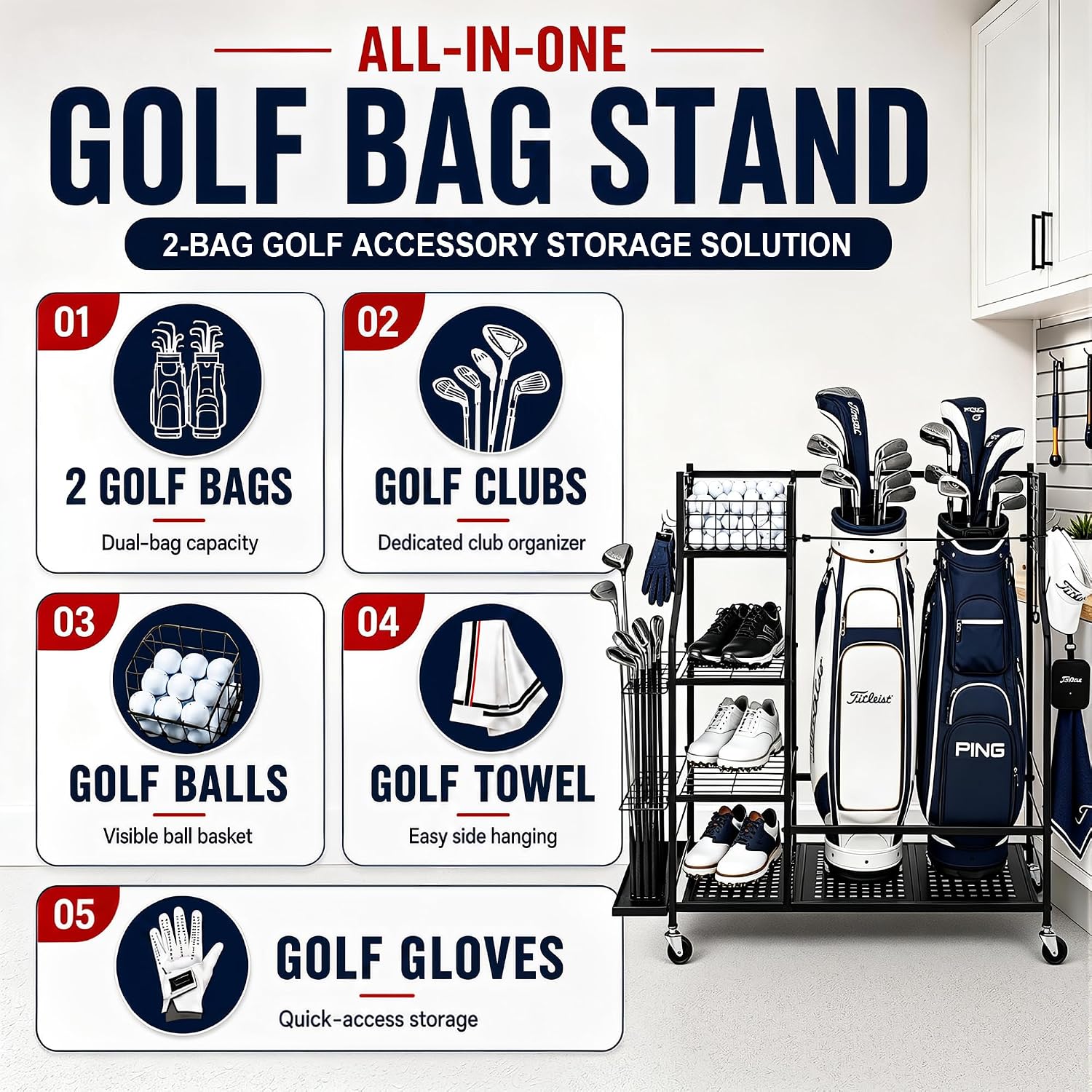ชั้นวางถุงกอล์ฟแบบหนาสำหรับโรง - Sports Equipment Bag With Wheels บทวิจารณ์และราคา