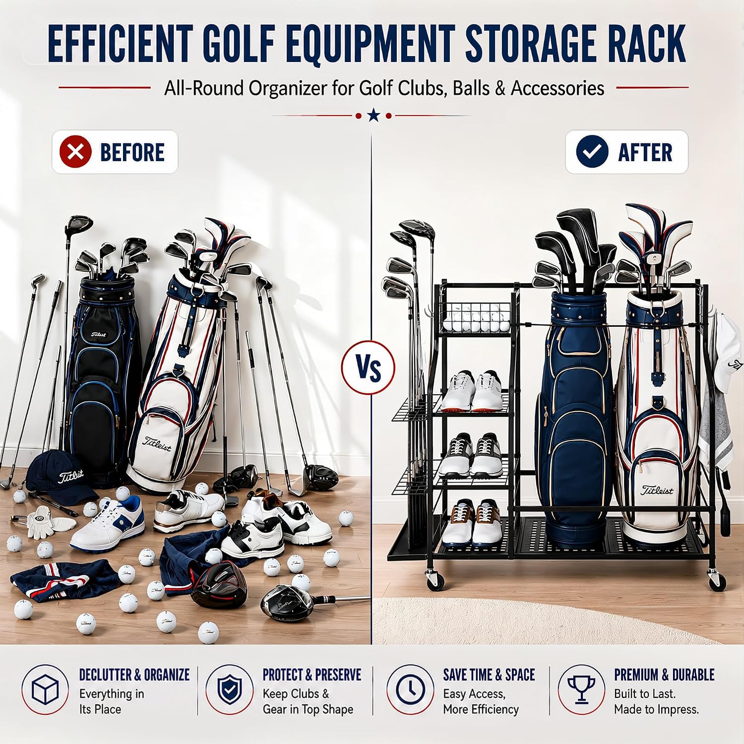 ชั้นวางถุงกอล์ฟแบบหนาสำหรับโรง - Sports Equipment Bag With Wheels บทวิจารณ์และราคา