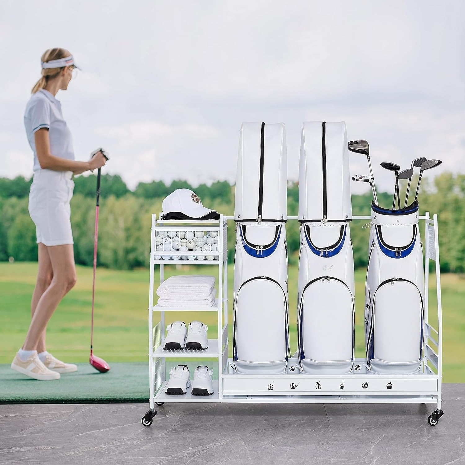 ที่เก็บถุงกอล์ฟแบบโลหะ ชั้นวาง - Sports Equipment Bag With Wheels บทวิจารณ์และราคา