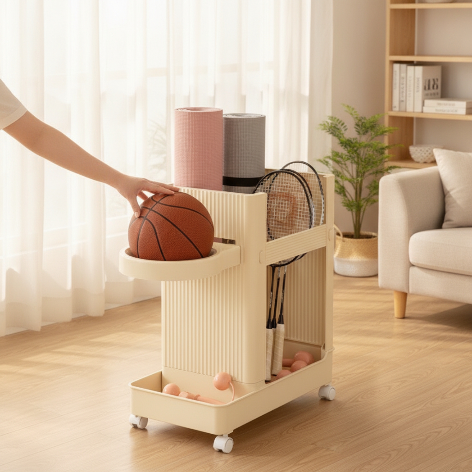 รถเข็นเก็บอุปกรณ์กีฬา รถเข็นจั - Sports Equipment Rack บทวิจารณ์และราคา