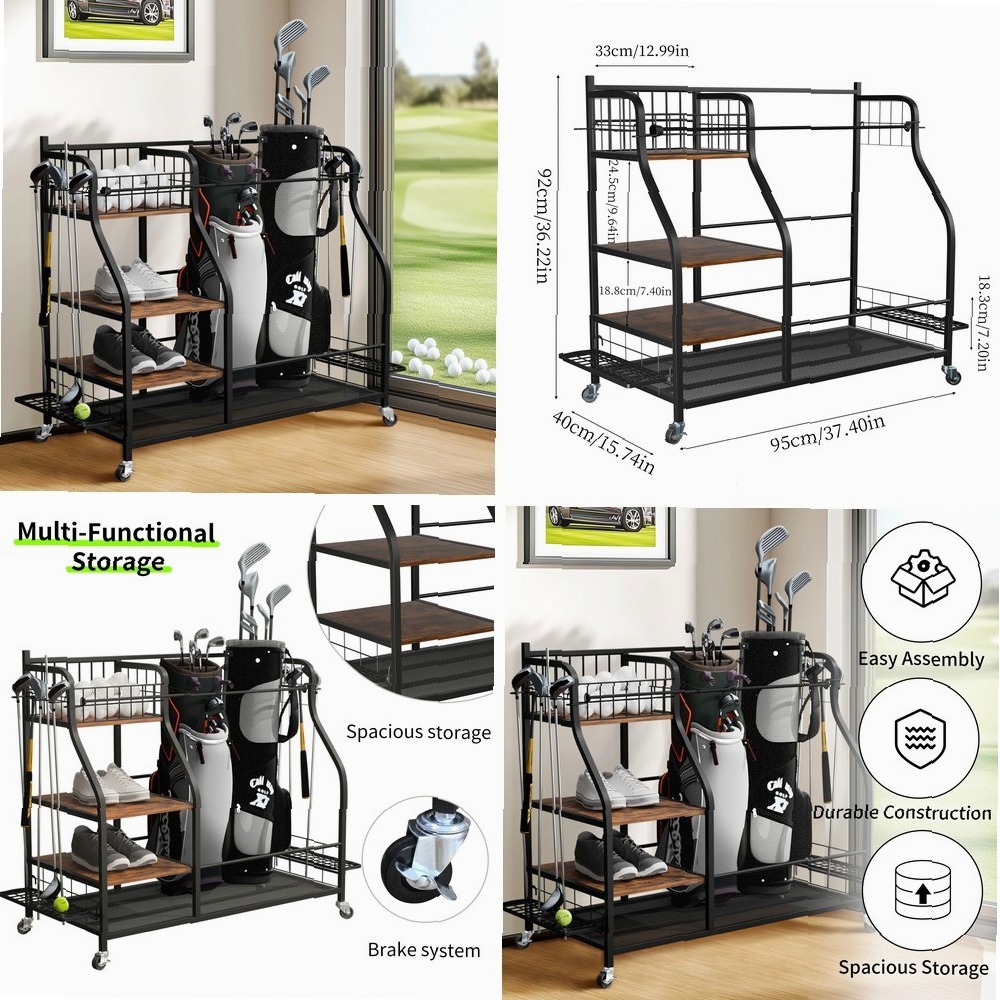 ชั้นวางถุงกอล์ฟแบบมีล้อ, ที่จั - Sports Equipment Bag With Wheels บทวิจารณ์และราคา