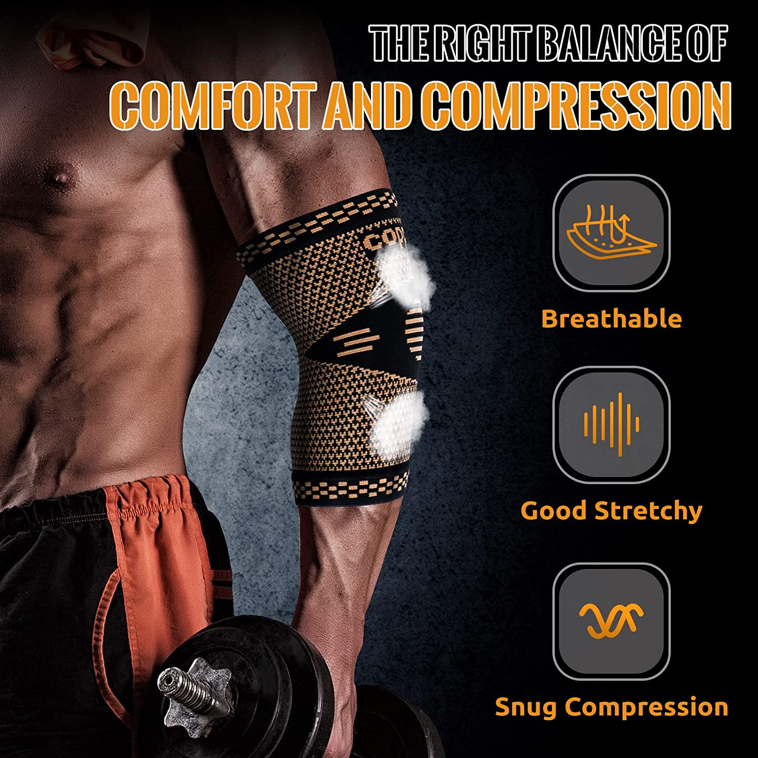 1PC ทองแดงข้อศอกการบีบอัดแขน,ข - Tennis Elbow Brace บทวิจารณ์และราคา